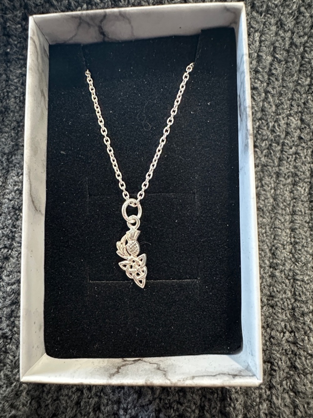 Sterling Silver Thistle and Celtic Knot Pendant Necklace - Silver